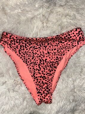 Coral Pink Leopard Print Bikini Bottoms